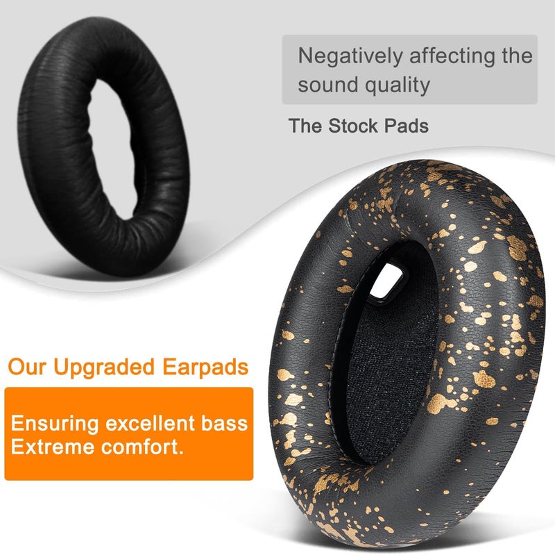 SoloWIT Replacement Earpads for Sony WH-1000XM4 (WH1000XM4) Headphones, Ear Pads Cushions with Noise Isolation Foam, Added Thickness, Without Affecting Sensor - Black Gold - Image 4
